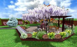 Pergola invelita cu Wisteria sinensis