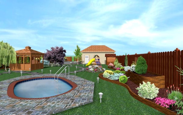 Proiect gradina 3D cu piscina